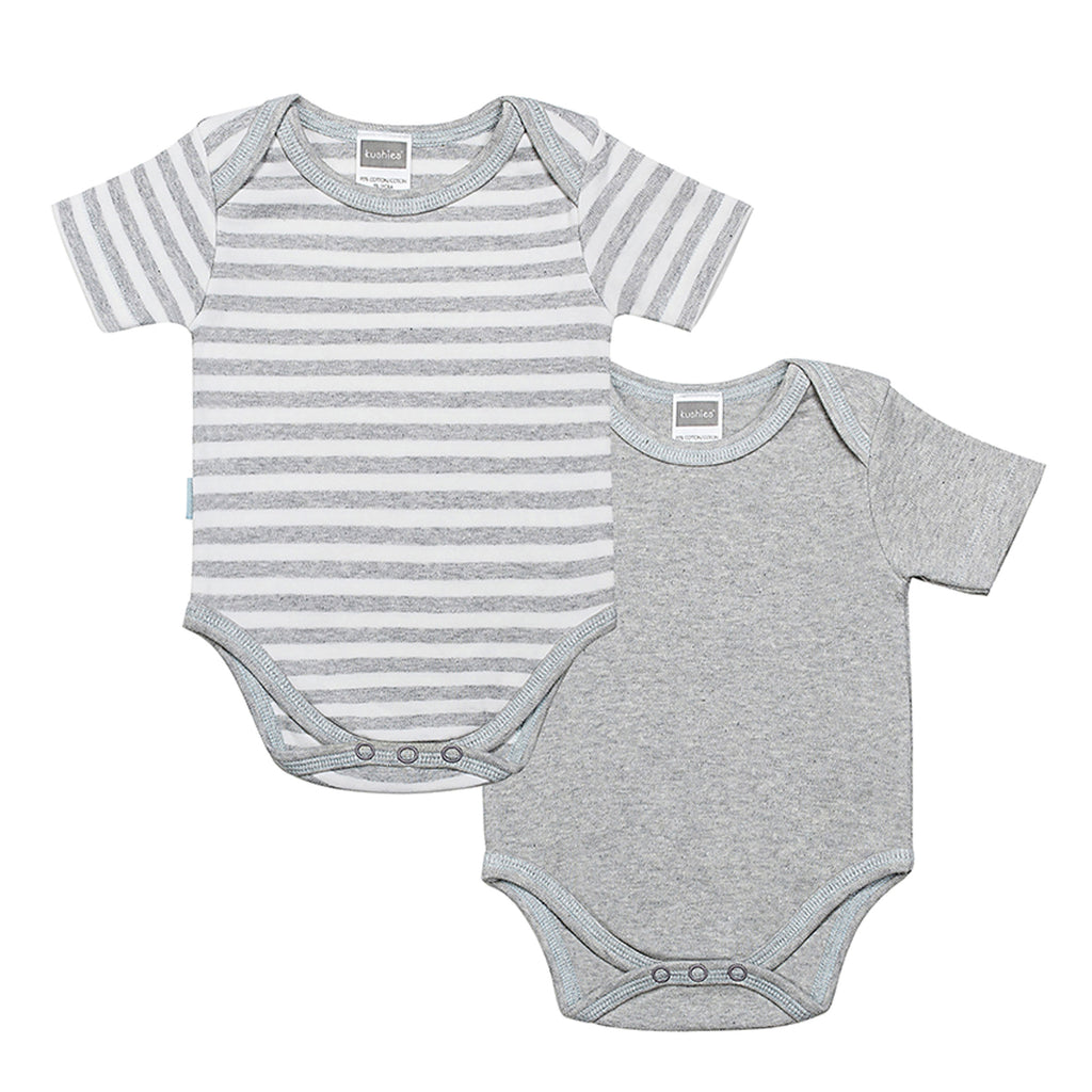 c*︎様 houseonthehillbaby Bodysuit (Gray) Kushies Baby | Everyday Layette Bodysuit Set 2Pack - Grey
