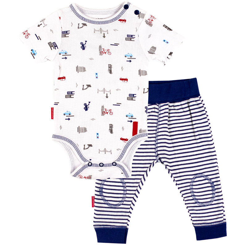 SS Bodysuit &amp; Play Pant Set White Dash 2013