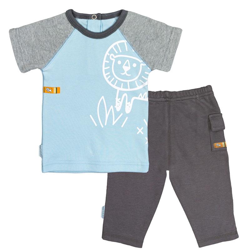On Safari Raglan T-shirt & Play Pant Set - Light Blue