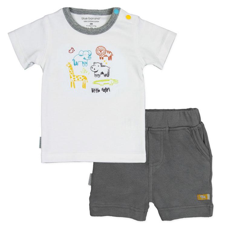 On Safari T-shirt & Short Set - White