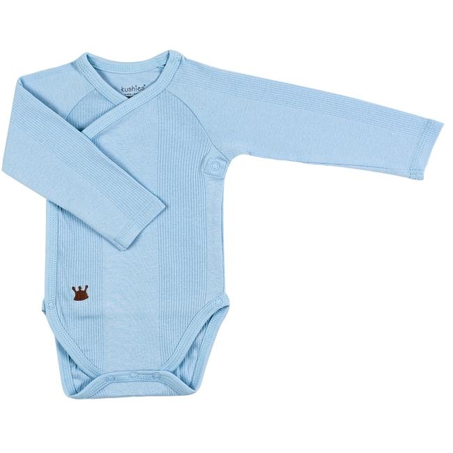 Mocha Everyday Layette Long Sleeve Wrap Bodysuit | Blue