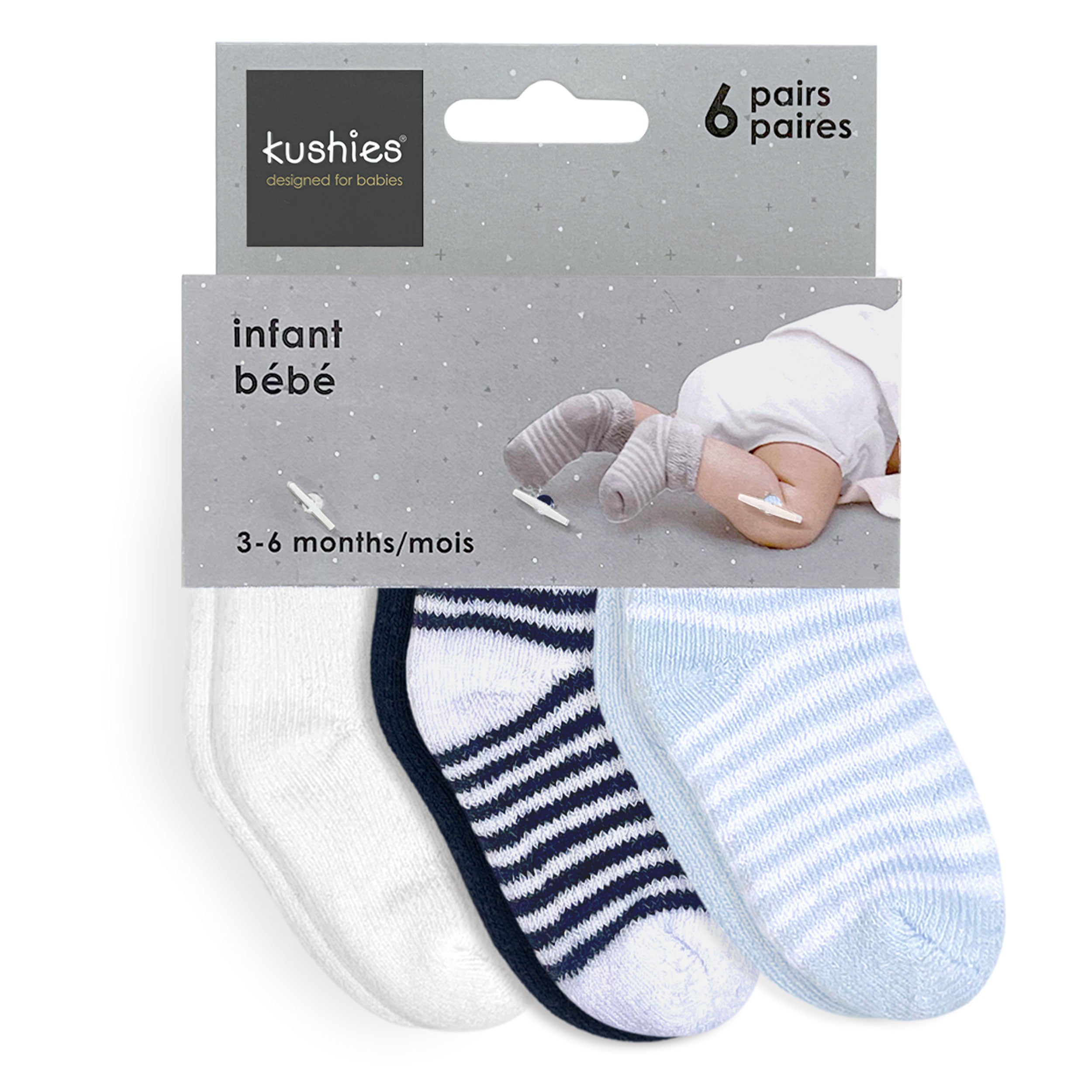 Babies' Two Tone Solid Socks 6 Pair Pack-undefined