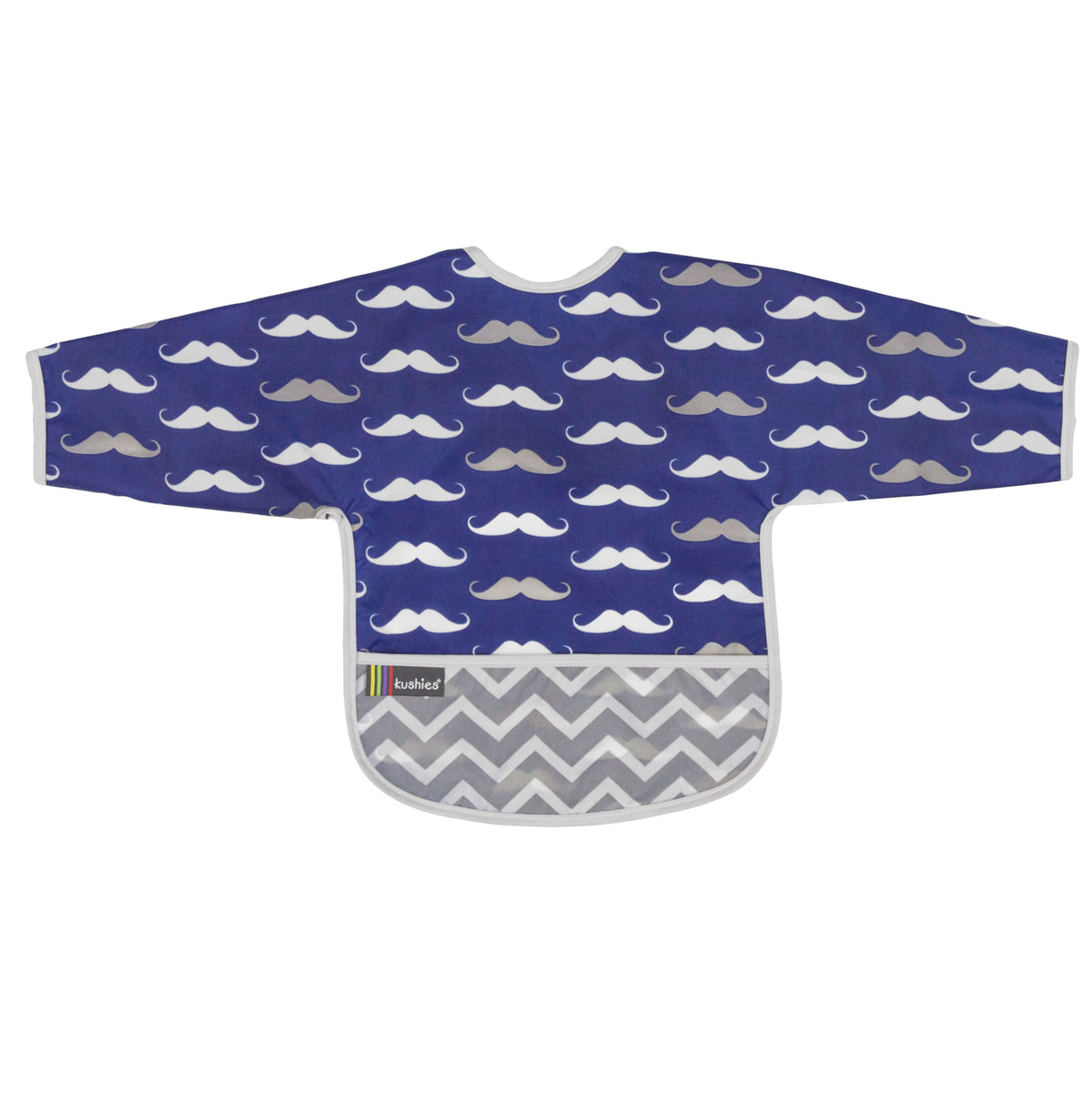Navy Moustache | Cleanbib with Sleeves