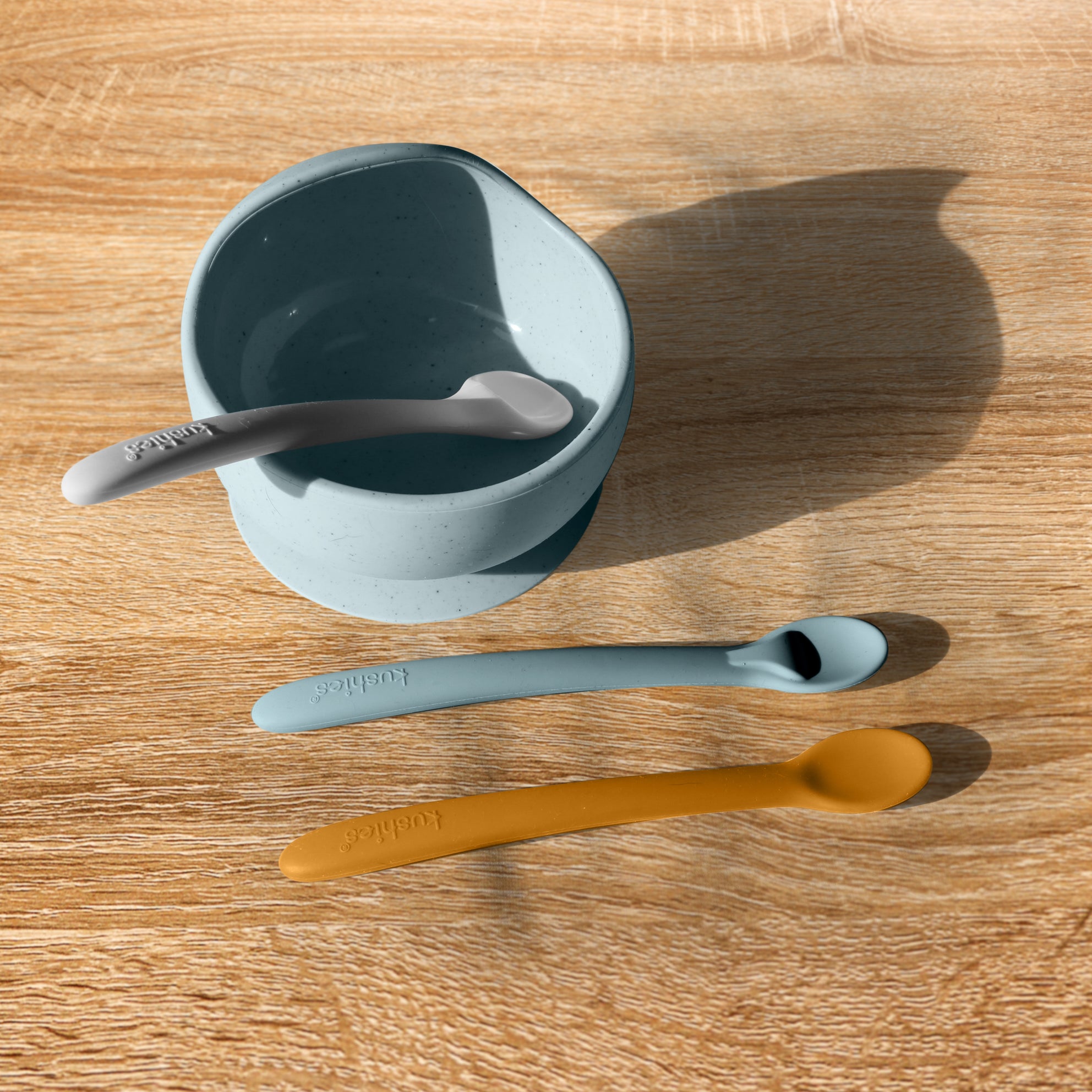 Kushies Silistages Spoons 3 Pack - Blue/Seafoam/Gray